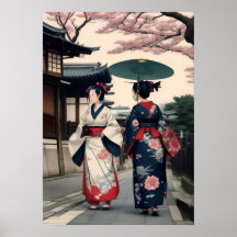 Kyoto Lente Wandel Muurkunst – Kimono Scene