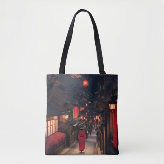 Kyoto Night Lantern Walk Tote Bag (Devant)