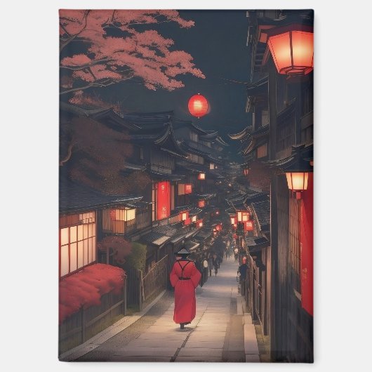 Kyoto Night Lanterns Magnet (Recto)