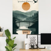 Kyoto Serenity - Zen Garden Reflections Poster (Thuiskantoor)