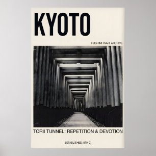 Kyoto Torii Tunnel Poster, Minimalistische Reis Ku Poster