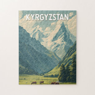 Kyrgyzstan Illustratie Reis Kunst Vintage Legpuzzel