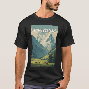 Kyrgyzstan Illustratie Reis Kunst Vintage T-shirt