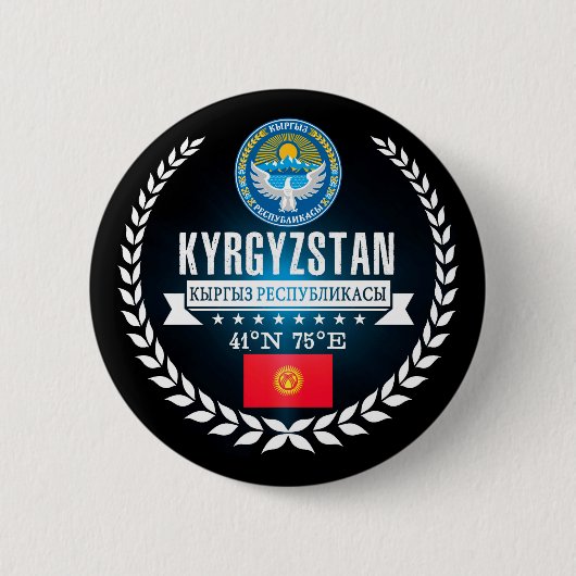 Kyrgyzstan Ronde Button 5,7 Cm (Voorkant)