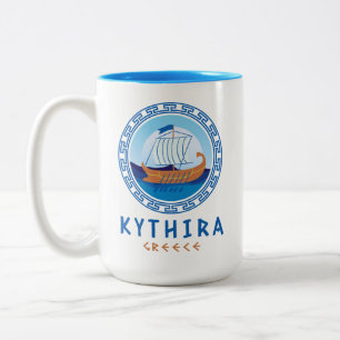 Kythira, Griekenland Grieks scheepsontwerp Tweekleurige Koffiemok