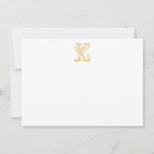 KZ of ZK Monogram antiek goudbriefkaarten Notitiekaartje
