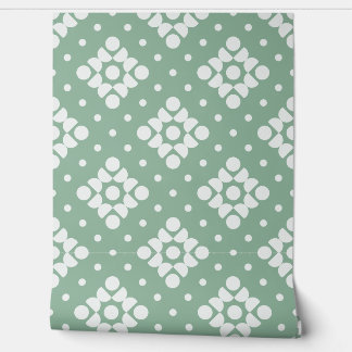 (L) 2502222C Retro Dotty Diamond Green Backgroud Behang