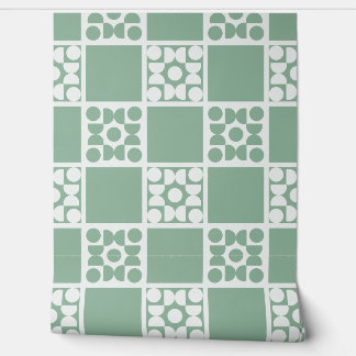 (L) 2502223C Retro Geometric Tiles Green Behang