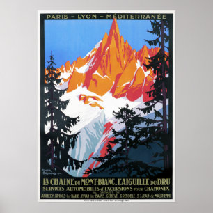 L' Aiguille du Midi en Mont Blanc Vintage Travel Poster
