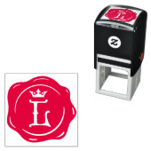 L - Antiek Wax Seal Gotische Kroon Initiaal Letter Zelfinktende Stempel (In situ)