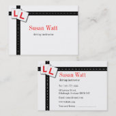 L carte de visite d'instructeur d'entraînement de (Devant / Derrière)