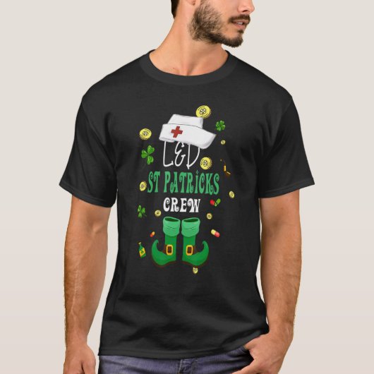 L&D St Patricks Verpleegster St Patrick Day Labour T-shirt (Voorkant)
