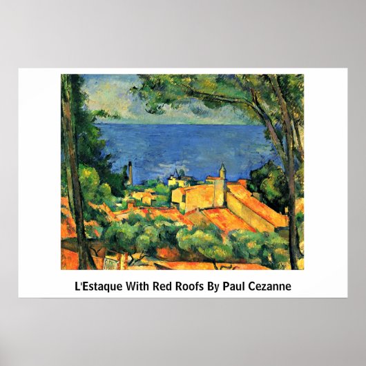 L. Estaque met rode daken van Paul Cezanne Poster (Voorkant)