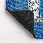 L Faux-"Diamond Bling" op Denim Mousepad Muismat (Hoek)