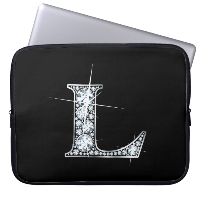 L Faux-"Diamond"-monogram Laptop Sleeve (Voorkant)