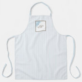 L Frans Blue Stripe Fleur de Lis Script Monogram Schort (Voorkant)