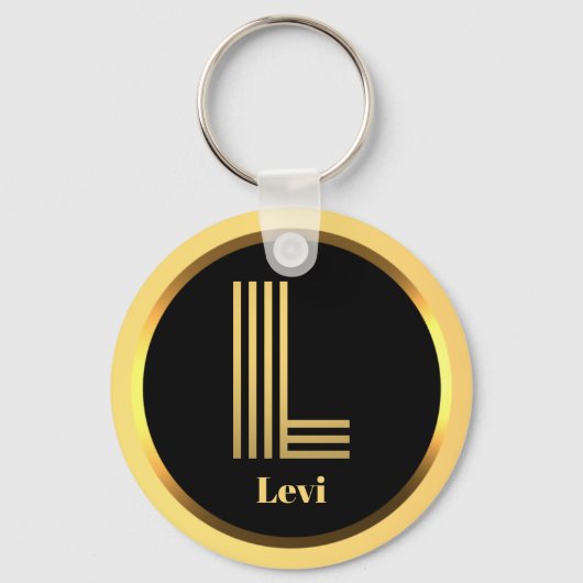 L Gold Monogrammed Letter Personalized Sleutelhang Sleutelhanger (Voorkant)
