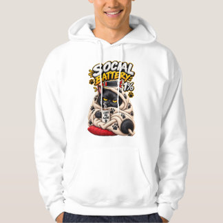 L hoodie Sociale Batterij 1% – Grappige Zwarte Kat