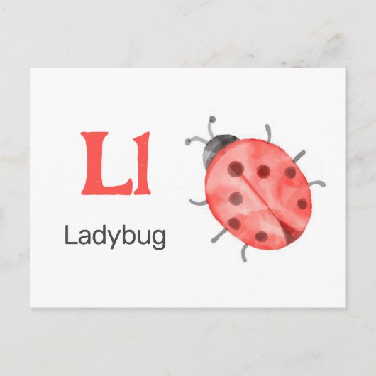 L is voor Ladybug - Alphabet Flash Kaart (Voorkant)