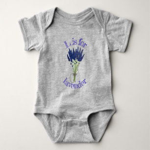 L is voor Lavender Bunch Herb Paarse bloemtuin Romper