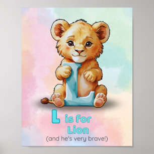 L is voor Leeuw – Alfabetprint voor de Peuterkamer Poster