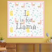 L is voor Llama Boho Cute Alapaca Nursery Canvas Afdruk (Insitu (Woonkamer))