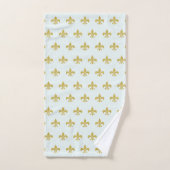 L@@K! -  Aqua Gold Fleur de Lis Pattern Bad Handdoek (Handdoek)
