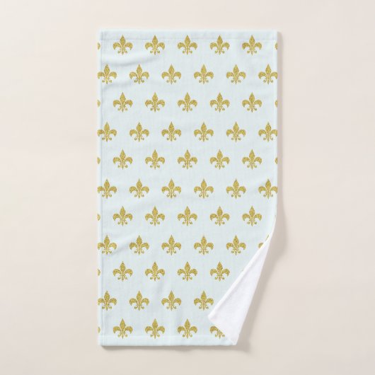 L@@K! -  Aqua Gold Fleur de Lis Pattern Bad Handdoek (Handdoek)