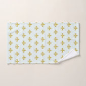 L@@K! -  Aqua Gold Fleur de Lis Pattern Bad Handdoek (Handdoek)