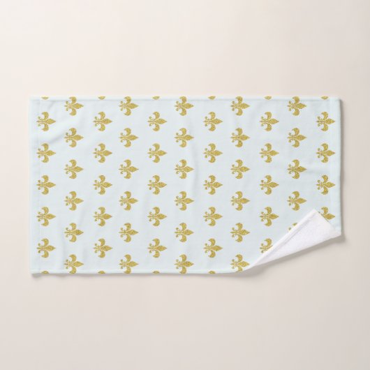 L@@K! -  Aqua Gold Fleur de Lis Pattern Bad Handdoek (Handdoek)