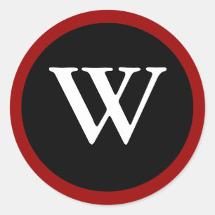 L: LETTRE W INITIALE ÉTIQUETTE ROUGE, BLANC ET NO