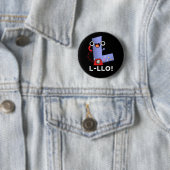 L-llo Grappige Letter L Pun Dark BG Ronde Button 5,7 Cm (In situ)