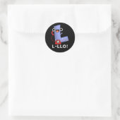 L-llo Grappige Letter L Pun Dark BG Ronde Sticker (Tas)
