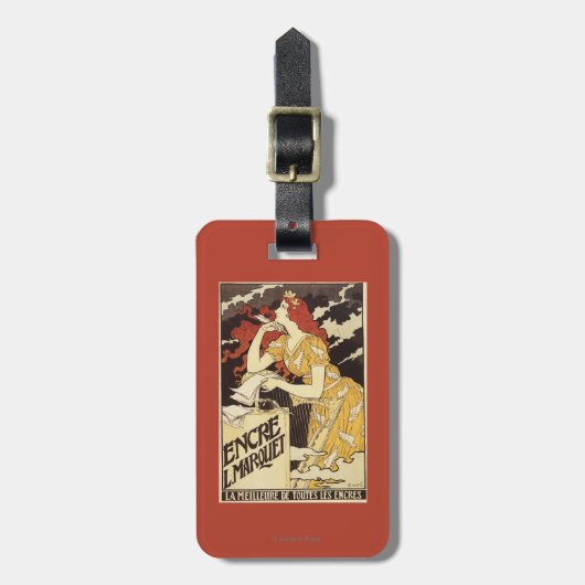 L. Marquet Ink Red-Headed Voman & Harp Bagagelabel (Voorkant verticaal)