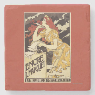L. Marquet Ink Red-Headed Voman & Harp Stenen Onderzetter