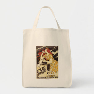 L. Marquet Ink Red-Headed Voman & Harp Tote Bag