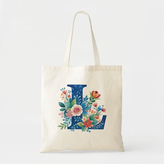 L Monogram  bloemontwerp Tote Bag (Voorkant)