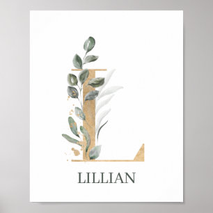 L Monogram Floral Aangepast Poster