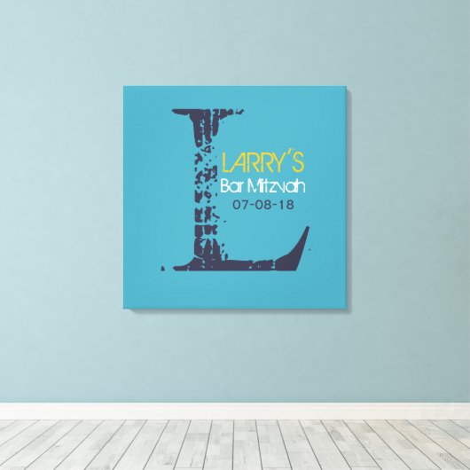 L Monogram Initiaal Bar Bat Mitzvah Inlogbord Canvas Afdruk (Insitu (Houten vloer))
