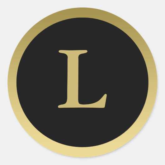 L:: Monogram L Elegante Gouden en Zwarte Stickers (Voorkant)
