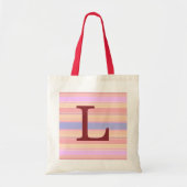 L :: Monogram L Summer Stripes Fun Tote Bag (Devant)