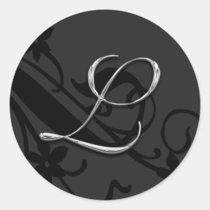 L Monogram Letter Wedding Envelope Seal Sticker