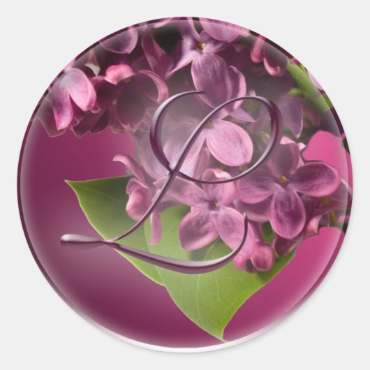 L Monogram Lila envelopzegel Ronde Sticker (Voorkant)