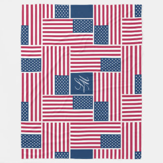 L Monogram Patriottische Amerikaanse Vlag American Fleece Deken