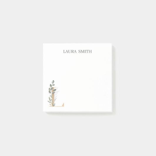 L Monogramme Floral Notes post-it personnalisées (Devant)