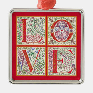 L-O-V-E-versiering Metalen Ornament