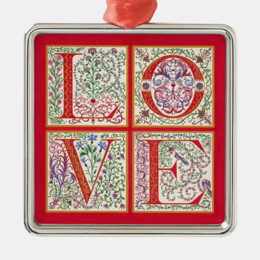 L-O-V-E-versiering Metalen Ornament (Voorkant)