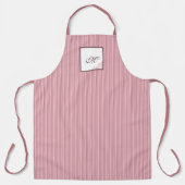 L Roze Stripe Roos Pattern Initiaal Monogram Schort (Voorkant)