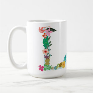 L tasse de monogramme, L floral initiale,