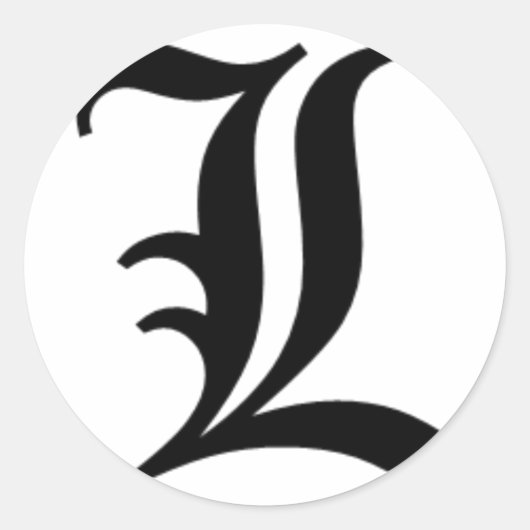 L-tekst Oudengels Ronde Sticker (Voorkant)